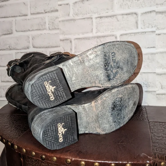 NEW Old Gringo Iron Eagle Black Distressed Riveted Biker Boots size 6.5 - Picture 12 of 13